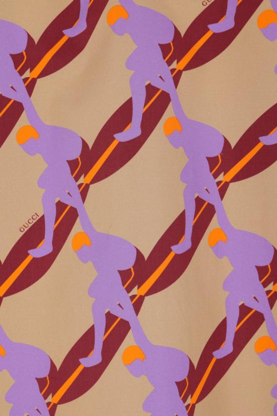 25SS 구찌 프린트 라이트 코튼 포플린 셔츠  821498Z7AMZ2040 BEIGE RED STILL - GUCCI