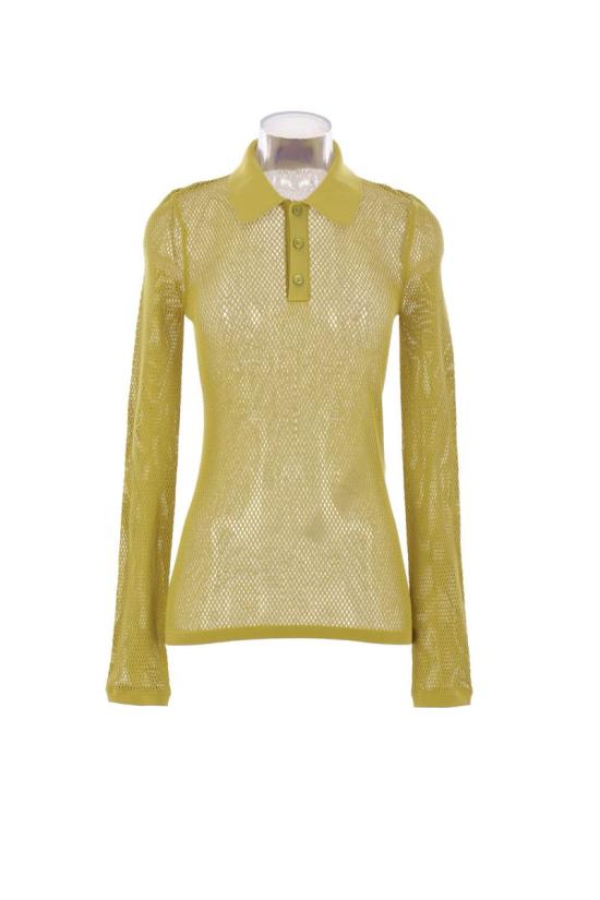 25SS 구찌 테크니컬 메쉬 클래식 칼라 티셔츠  821084XKEPG3316 GREEN IVY