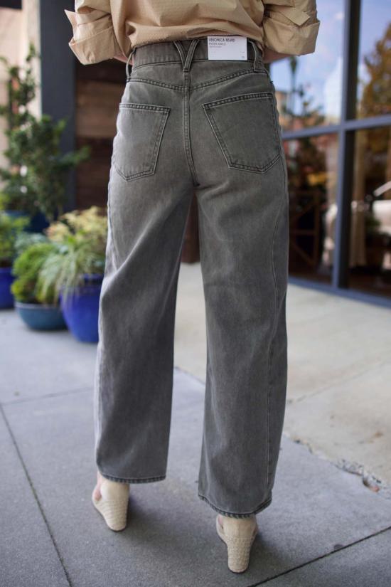  Woodlands 데님 팬츠 베로니카 비어드 라이더 하이라이즈 배럴 진 그레이 - OTHER BRANDS