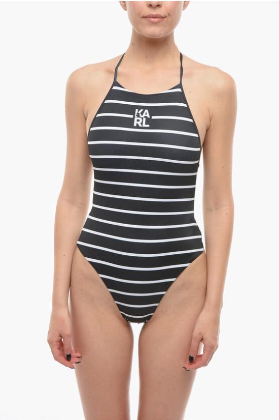  칼라거펠트 원피스 수영복 KL22WOP10 BLACK Black White