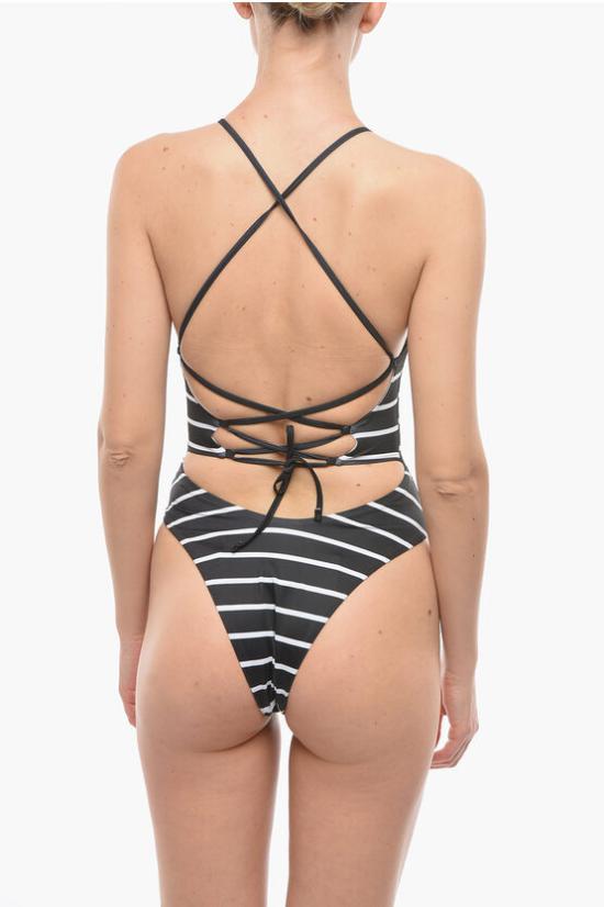  칼라거펠트 원피스 수영복 KL22WOP10 BLACK Black White - KARL LAGERFELD