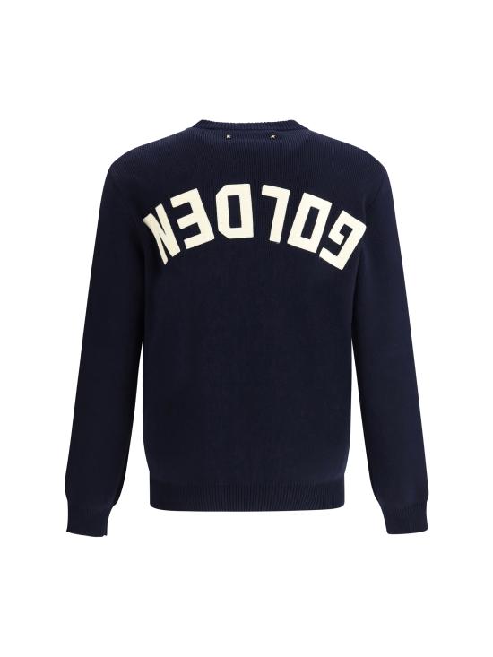 26FW 골든구스 로고 코튼 라운드넥 스웨터 GMP00841P000662 50486 BLUE - GOLDEN GOOSE