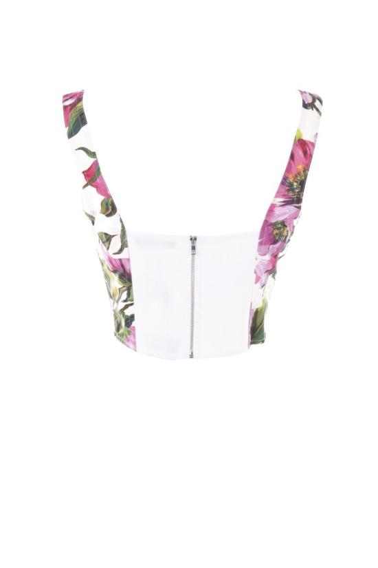 25SS 돌체앤가바나 민소매 티셔츠 F7W98THS5S3HA5KR FUCHSIA PEONIES WHITE BACKGROUND - DOLCE & GABBANA