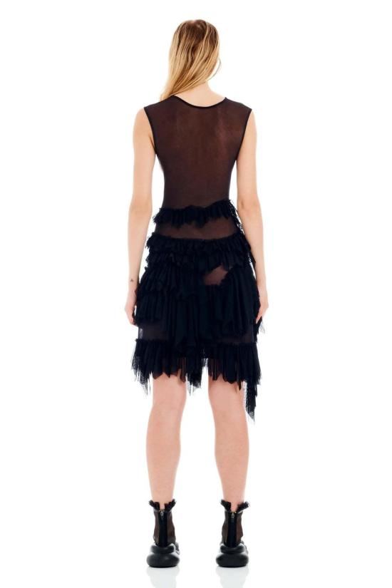  콜리나 스트라다 숏 원피스 네틀 드레스 블랙 플라워 드립 - COLLINA STRADA