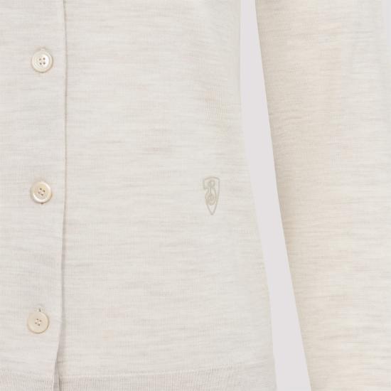 25FW 버버리 쉴드 로고 자수 울 가디건 8103104 A4186 NUDE NEUTRALS - BURBERRY