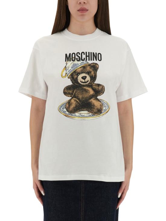 25FW 모스키노 반팔 티셔츠 07245541 1001 WHITE - MOSCHINO