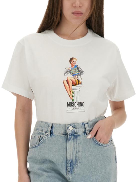 25FW 모스키노 반팔 티셔츠 07138236 2001 WHITE - MOSCHINO