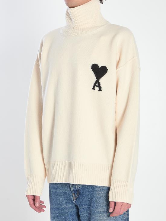 25FW 아미 ADC 터틀넥 스웨터  UKS839018 151 WHITE - AMI