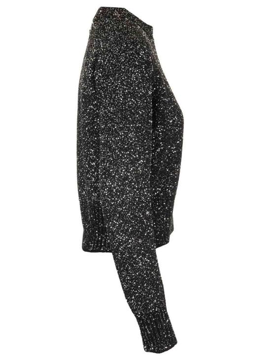 25SS 골든구스 전면 시퀸 울 블렌드 크롭 스웨터 GWP01165P00182390100 Black - GOLDEN GOOSE