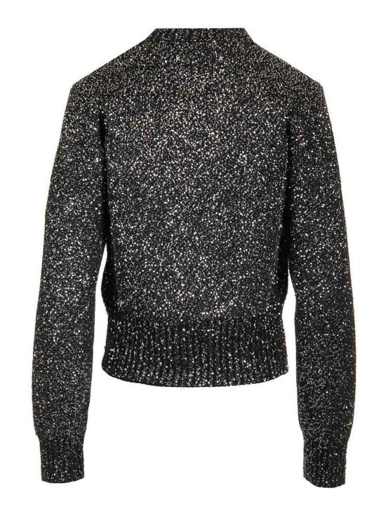 25SS 골든구스 전면 시퀸 울 블렌드 크롭 스웨터 GWP01165P00182390100 Black - GOLDEN GOOSE