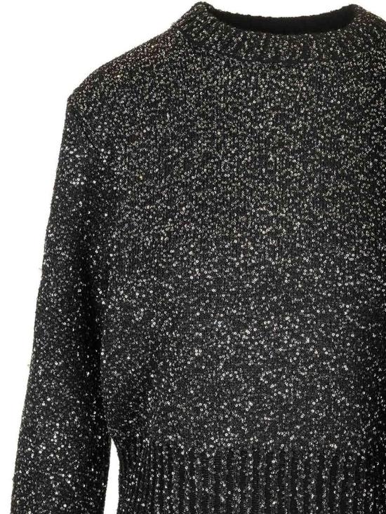 25SS 골든구스 전면 시퀸 울 블렌드 크롭 스웨터 GWP01165P00182390100 Black - GOLDEN GOOSE