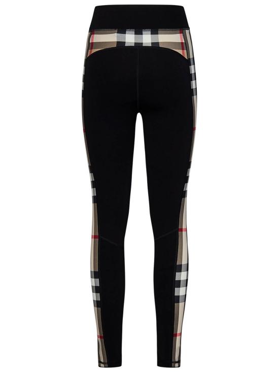  버버리 체크 트리밍 스트레치 저지 레깅스 8072124 Black - BURBERRY
