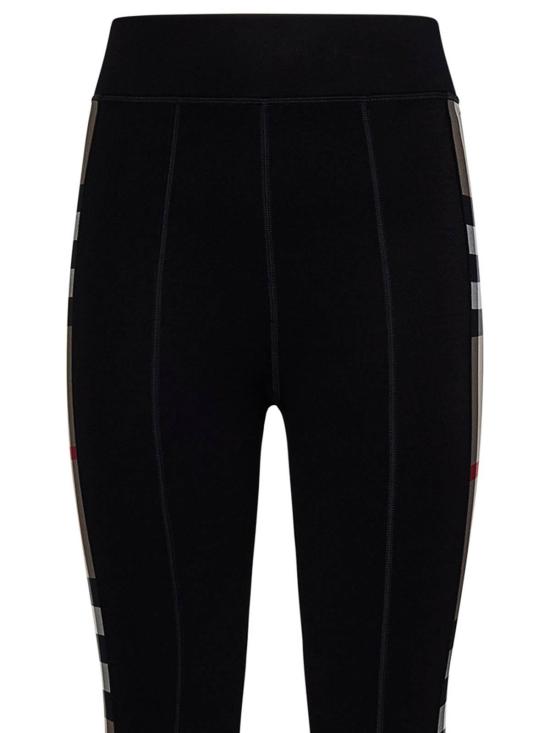  버버리 체크 트리밍 스트레치 저지 레깅스 8072124 Black - BURBERRY