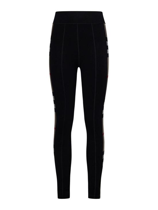  버버리 체크 트리밍 스트레치 저지 레깅스 8072124 Black