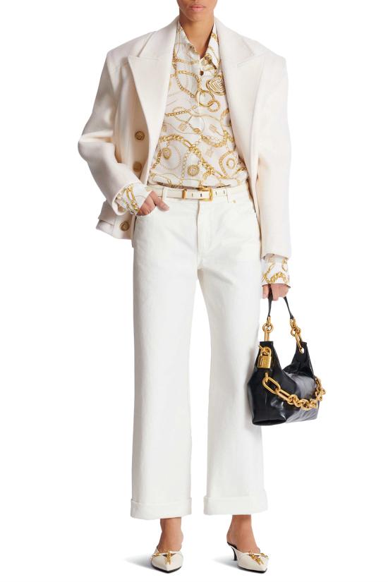 25FW 발망 스트레이트 팬츠 FF1MI050DF78 0FC White - BALMAIN