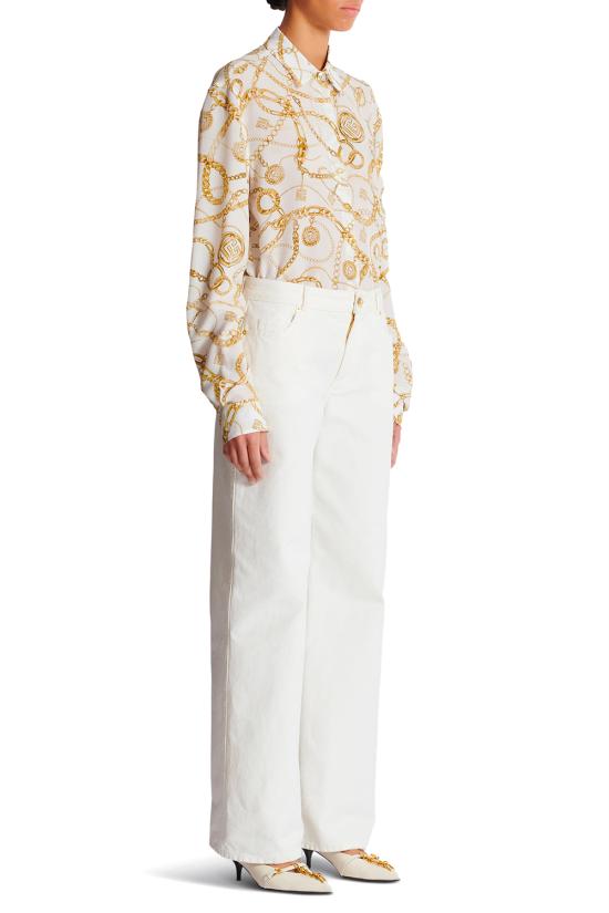 25FW 발망 스트레이트 팬츠 FF1MI050DF78 0FC White - BALMAIN