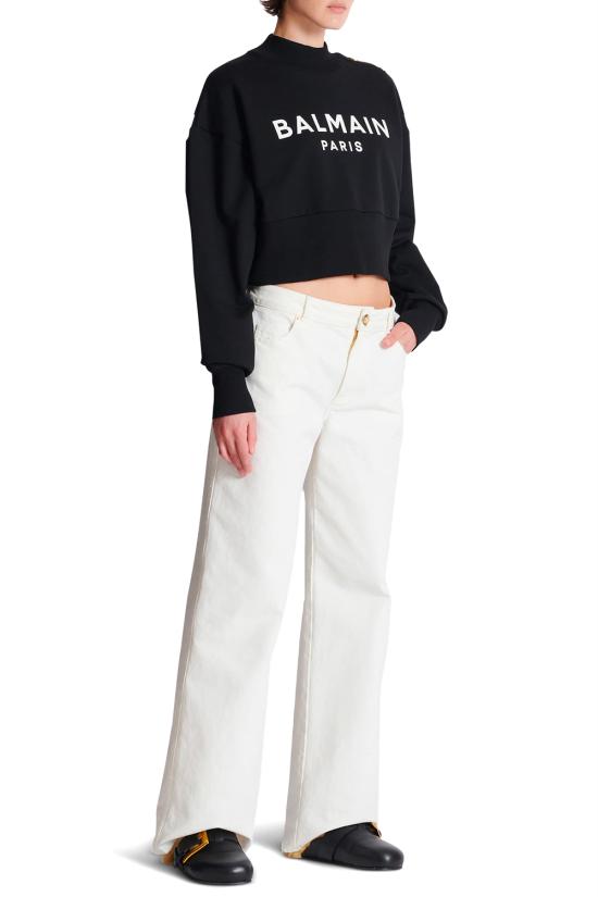 25FW 발망 긴팔 티셔츠 EF1JQ002BB02 EAB NOIR BLANC - BALMAIN