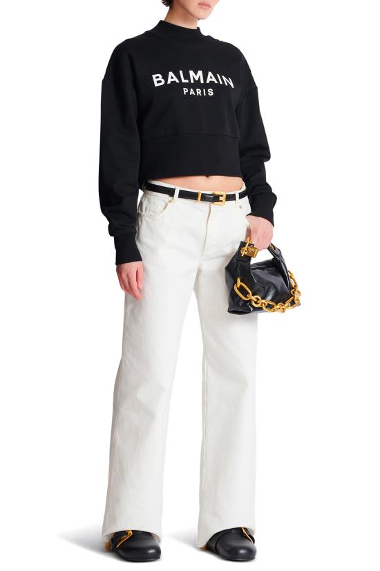 25FW 발망 긴팔 티셔츠 EF1JQ002BB02 EAB NOIR BLANC - BALMAIN