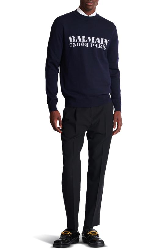 25FW 발망 긴팔 티셔츠 FH1KD000KI84 SAJ Bleu marine blanc - BALMAIN