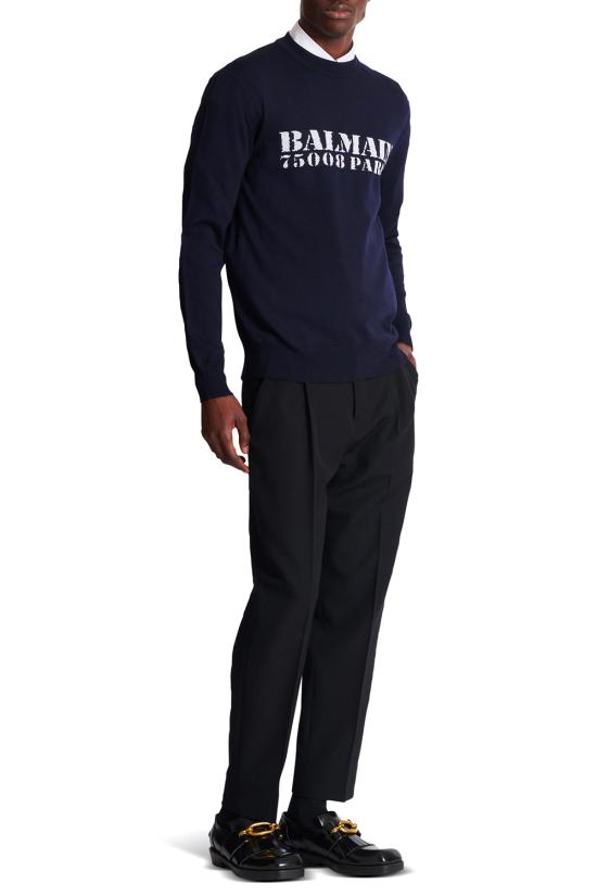 25FW 발망 긴팔 티셔츠 FH1KD000KI84 SAJ Bleu marine blanc - BALMAIN