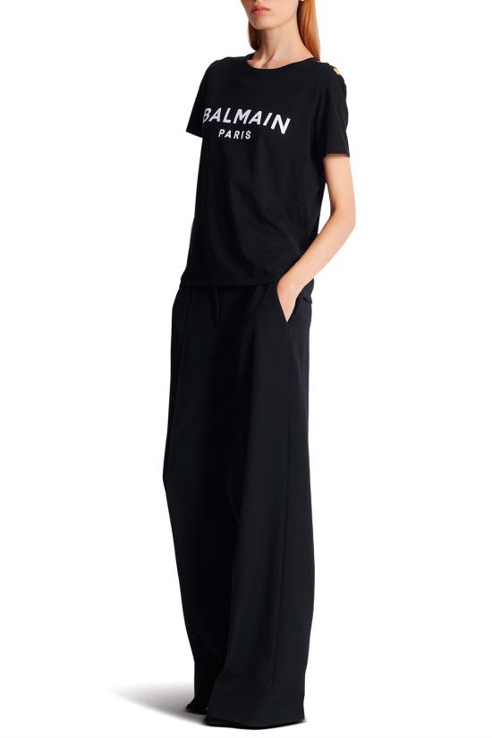 25FW 발망 반팔 티셔츠 BF1EF005BB02 EAB NOIR BLANC - BALMAIN