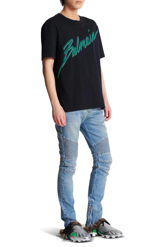 25FW 발망 반팔 티셔츠 FH1EG000BC86 EOJ Noir meraude - BALMAIN