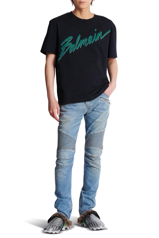 25FW 발망 반팔 티셔츠 FH1EG000BC86 EOJ Noir meraude - BALMAIN