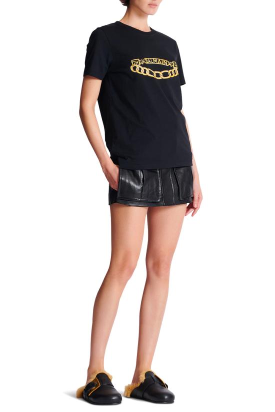 25FW 발망 반팔 티셔츠 FF1EF004GE97 EAD NOIR OR - BALMAIN