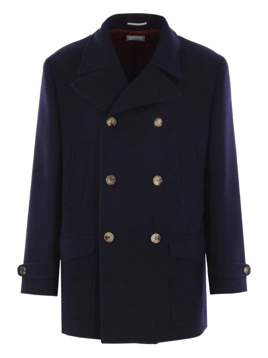 25FW 브루넬로 쿠치넬리 울 플라넬 피코트 MY4967029 CX200 BLU