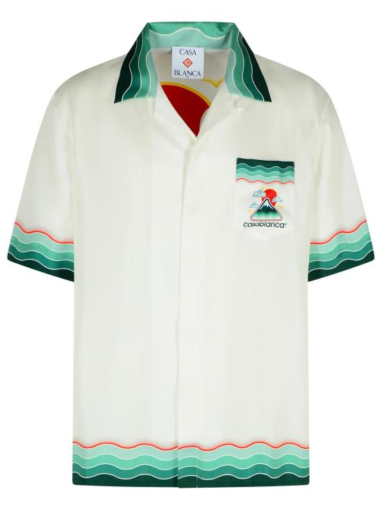 25FW 카사블랑카 반팔 셔츠 MPF25 SH 003 05MONTAGNE ONDULEE White