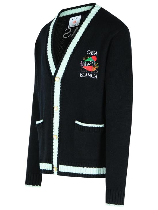 25FW 카사블랑카 가디건 MPF25 KW 1001 01STACKED CASA Black - CASABLANCA
