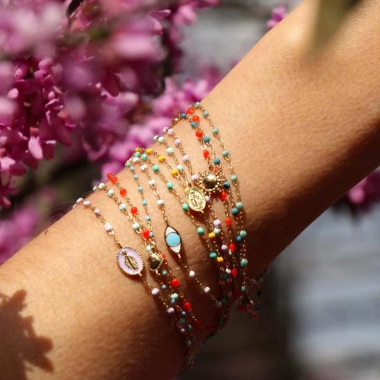  지지 끌로조 바디 주얼리 Gigi Clozeau 6.7" 클래식 Gigi 브레이슬릿 라일락/옐로우 골드