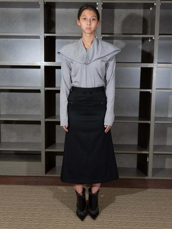  MM6 메종마르지엘라 블라우스 Mm6 메종 마르지엘라 롱슬리브 탑 그레이 - MM6 MAISON MARGIELA