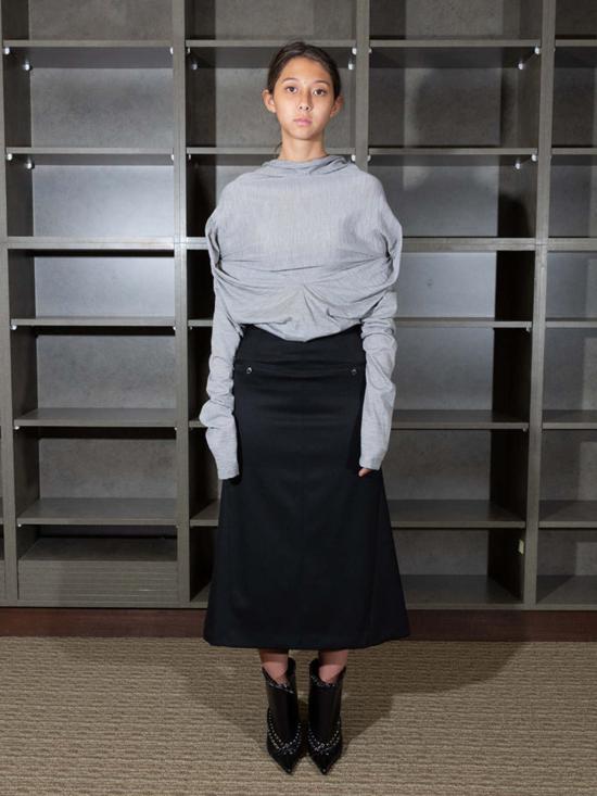  MM6 메종마르지엘라 블라우스 Mm6 메종 마르지엘라 롱슬리브 탑 그레이 - MM6 MAISON MARGIELA