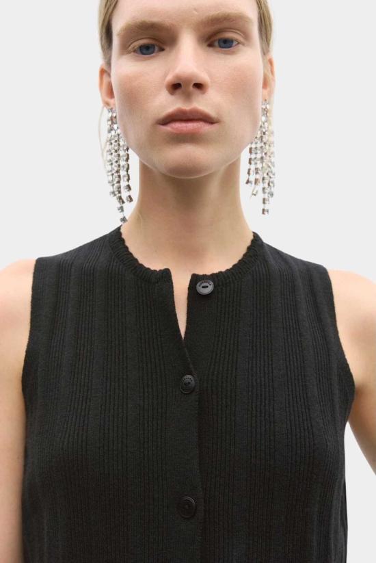  코데라 베스트 메리노 울 리브드 조끼 블랙