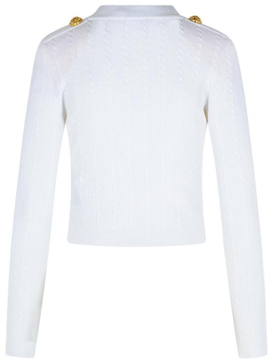 25FW 발망 리브드 앤 브레이디드 가디건  FF1KL245KI500FA WHITE - BALMAIN