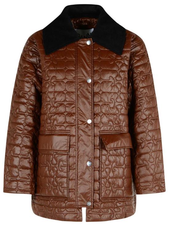 25FW 가니 퀼티드 콘트라스트 칼라 자켓  W0397979 BROWN