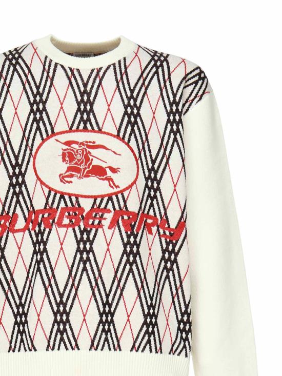25FW 버버리 아가일 체크 울 블렌드 스웨터 8110554 A3282 White - BURBERRY