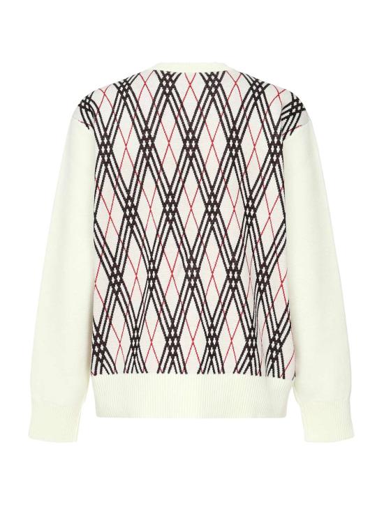 25FW 버버리 아가일 체크 울 블렌드 스웨터 8110554 A3282 White - BURBERRY