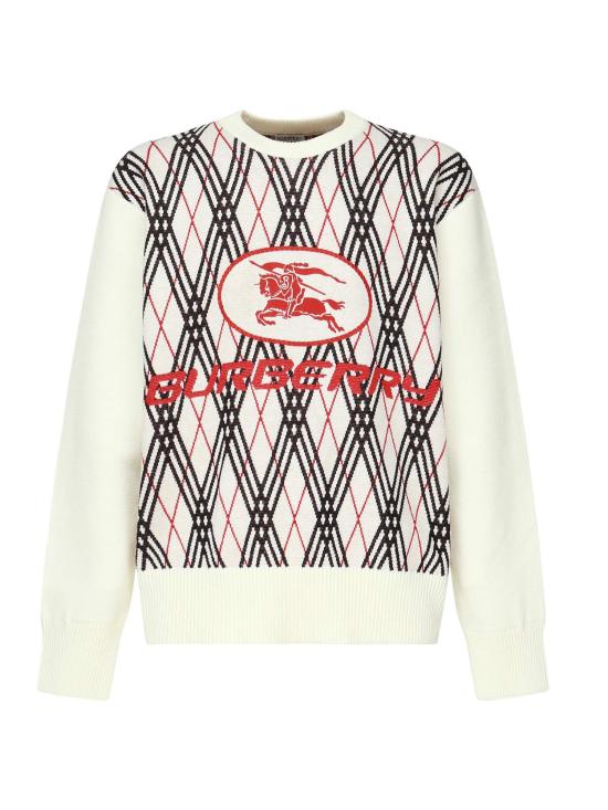 25FW 버버리 아가일 체크 울 블렌드 스웨터 8110554 A3282 White