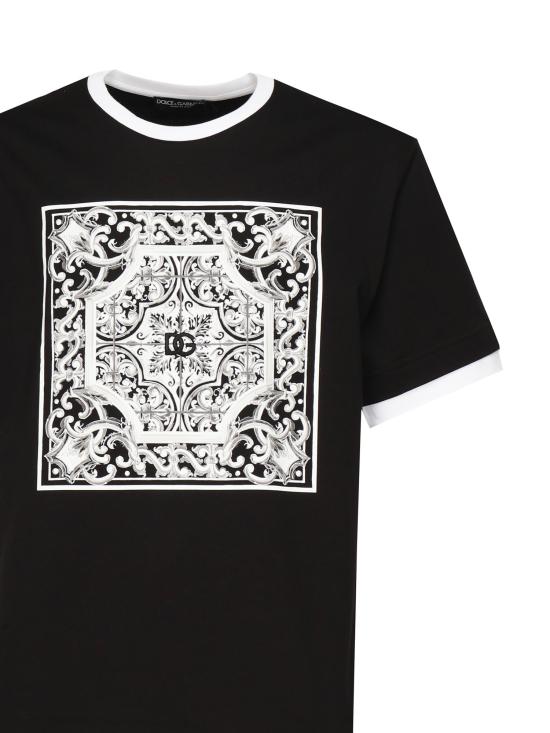 25FW 돌체앤가바나 프린트 자수 코튼 티셔츠 G8ST2Z G7O9TN0000 Black - DOLCE & GABBANA