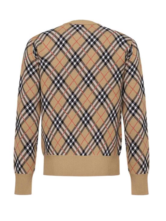25FW 버버리 리버시블 체크 크루넥 스웨터 8111379 B9368 SAND - BURBERRY