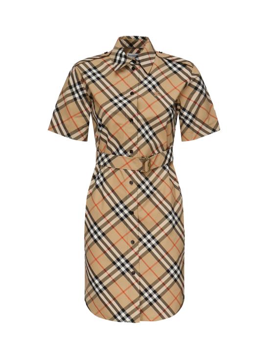 25FW 버버리 체크 코튼 셔츠 드레스 샌드 8111701 B9368 SAND