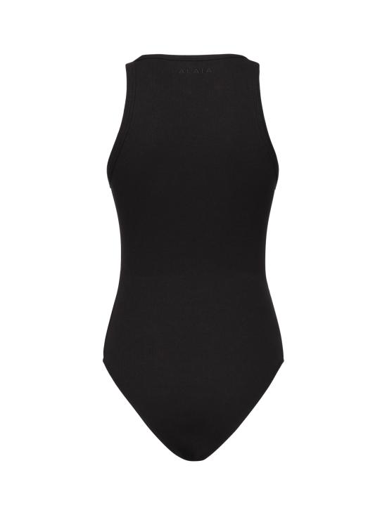 25FW 알라이아 바디수트 티셔츠 AA9B0382J085B 995 Black - ALAIA