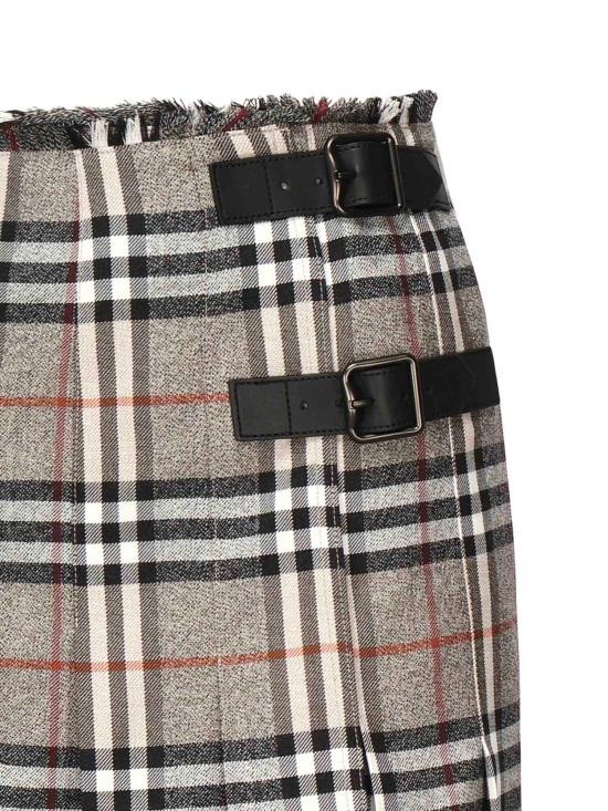 25FW 버버리 자수 울 스커트 8113042 C3142 Beige - BURBERRY