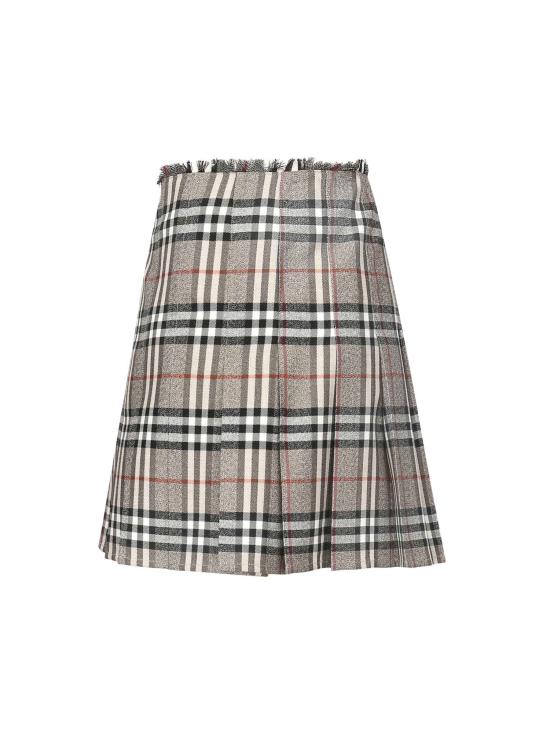 25FW 버버리 자수 울 스커트 8113042 C3142 Beige - BURBERRY