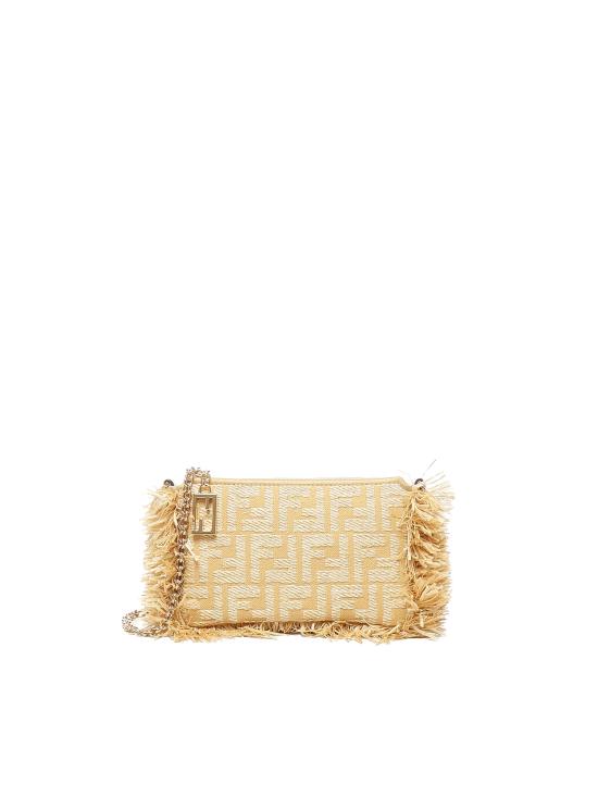 26SS 펜디 라피아 FF 자카드 패브릭 바게트 파우치 8BS073 AV23F17A1 Beige