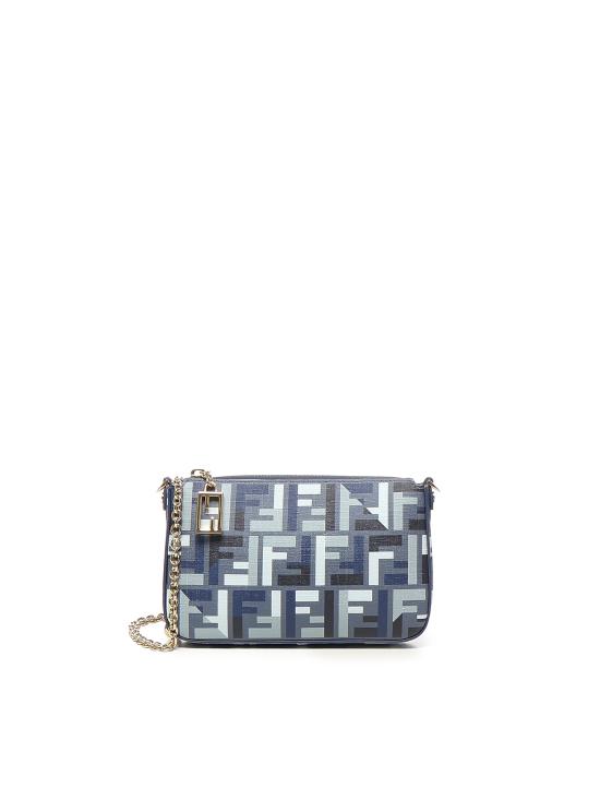 26SS 펜디 FF 패브릭 체인 바게트 파우치 8BS073 AV1YF1LAZ Blue
