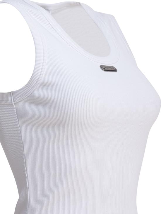 25FW 알렉산더 맥퀸 로고 플래킷 탱크탑 839507QLAER9000 White - ALEXANDER MCQUEEN