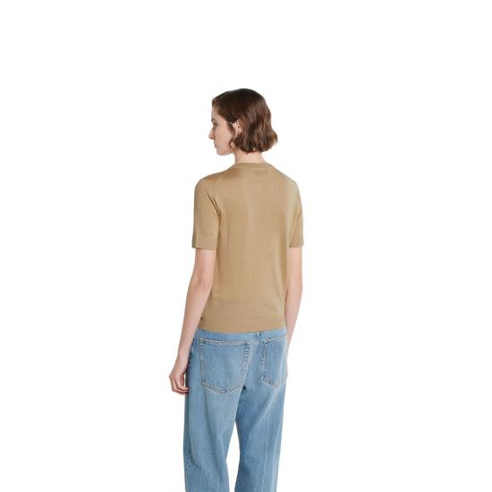 25FW 구찌 인타르시아 캐시미어 실크 탑 836747XKEWC 2064 BEIGE O TAN - GUCCI